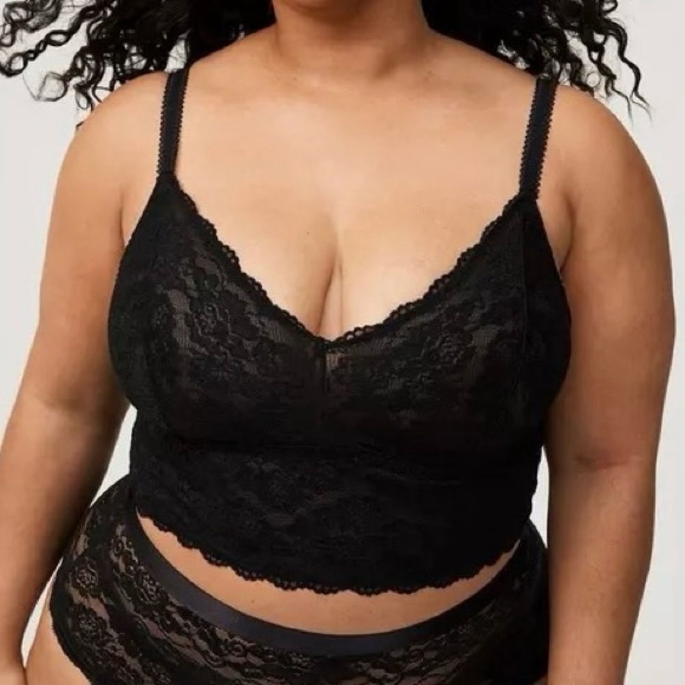 Torrid Curve Black Unlined Lace Bralette Womens 10 M/L Adjustable Straps